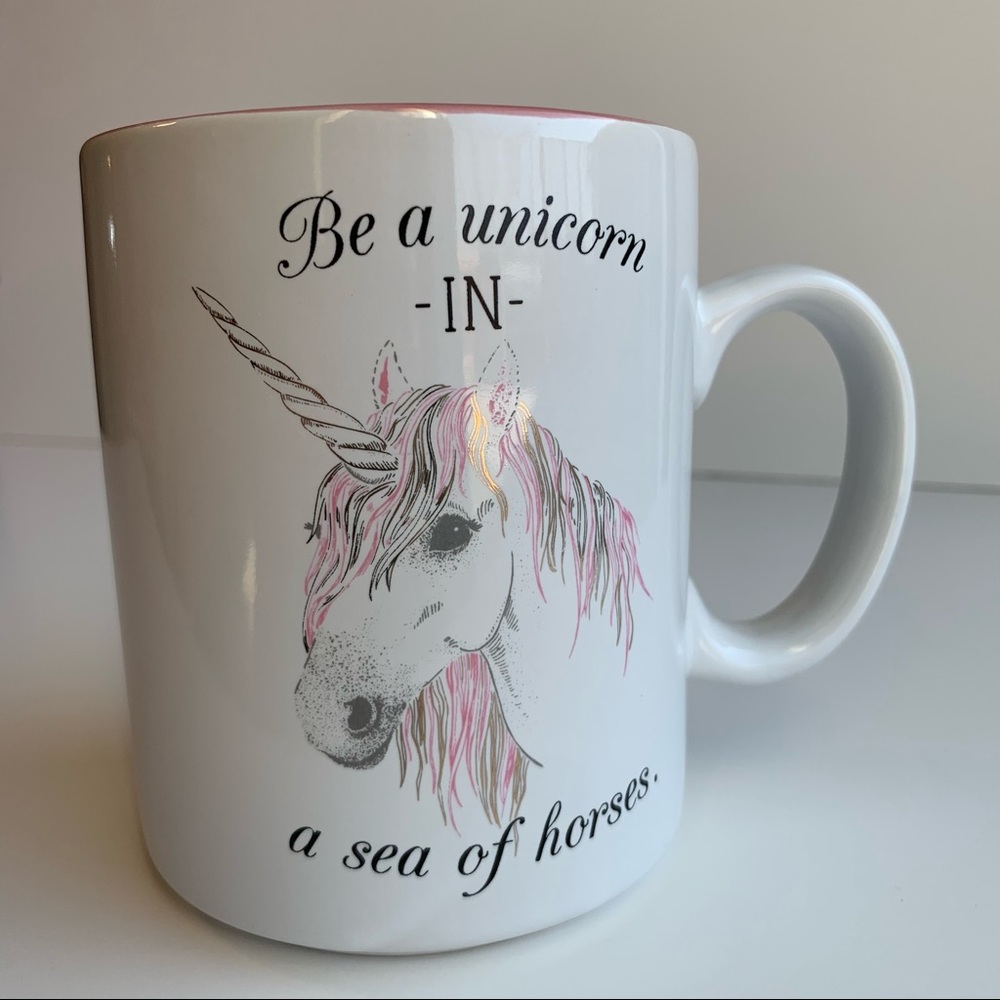 Be A Unicorn 16oz Mug Pink White & Gold